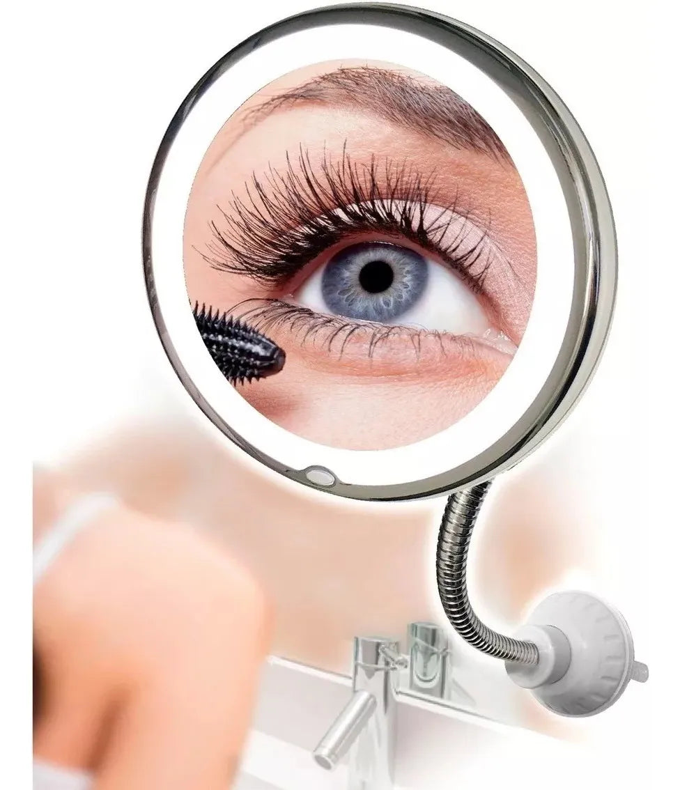 ✨ Espejo LED Flexible 360° con Ventosa – Aumento 10x