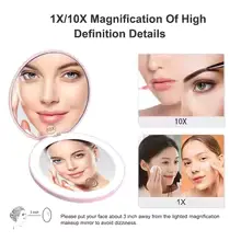 ✨ Espejo LED Doble Aumento 1X/10X – Alta Definición, Luz Profesional y Diseño Portátil Premium