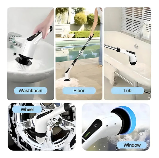 Cepillo Limpieza Multifuncional Eléctrico Retráctil Inalámbrica 9 En 1 Blanco