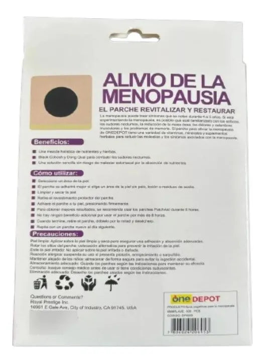 🌸 Parche Alivio de la Menopausia One Depot – 8 Unidades