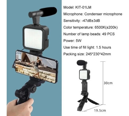 Tripode De Celular Con Luz Y Microfono