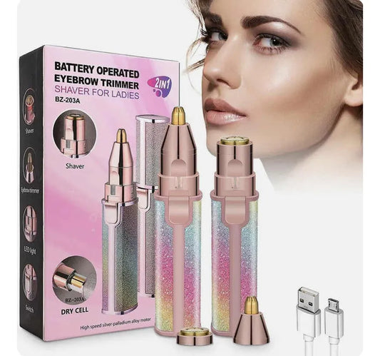 Depiladora Facial y Recortadora de Cejas 2 en 1 Recargable